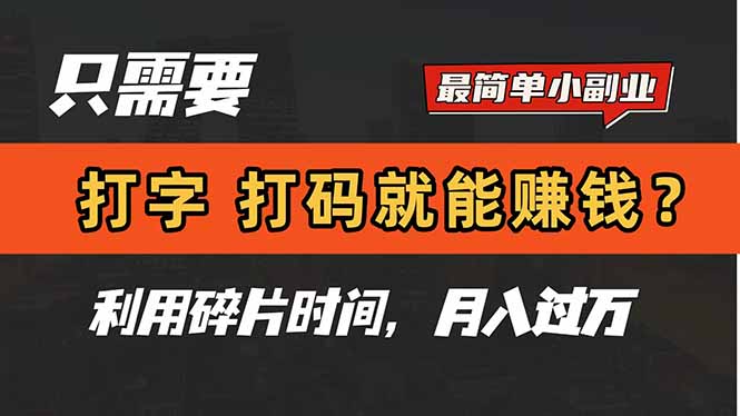 只需要打字，打码，就能赚钱？简单的赚钱小副业，利用碎片时间，月入过万星浩好项目网-专注分享网络创业项目落地实操课程 – 全网首发_高质量创业项目输出星浩好项目网