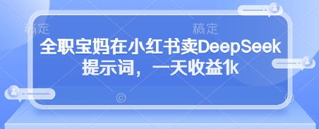 全职宝妈在小红书卖DeepSeek提示词，一天收益1k星浩好项目网-专注分享网络创业项目落地实操课程 – 全网首发_高质量创业项目输出星浩好项目网