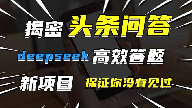 头条问答，刚出的新玩法！保证你没见过！用DeepSeek去高效答题，一个账…星浩好项目网-专注分享网络创业项目落地实操课程 – 全网首发_高质量创业项目输出星浩好项目网